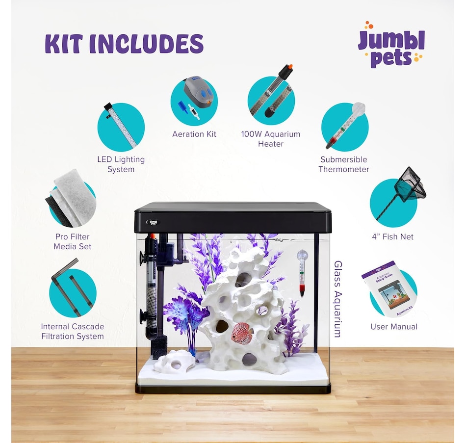 Image 870802_ALTMORE13.jpg, Product 870-802 / Price $149.99 - $259.99, JumblPets Premium Fish Aquarium Kit, Complete Glass Fish Tank Kit w/LED Lighting & More (7 Gallon) from Jumbl on TSC.ca's Home & Garden department