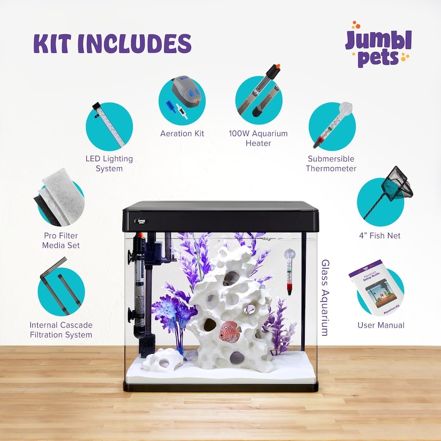 Image 870802_ALTMORE13.jpg, Product 870-802 / Price $149.99 - $259.99, JumblPets Premium Fish Aquarium Kit, Complete Glass Fish Tank Kit w/LED Lighting & More (7 Gallon) from Jumbl on TSC.ca's Home & Garden department