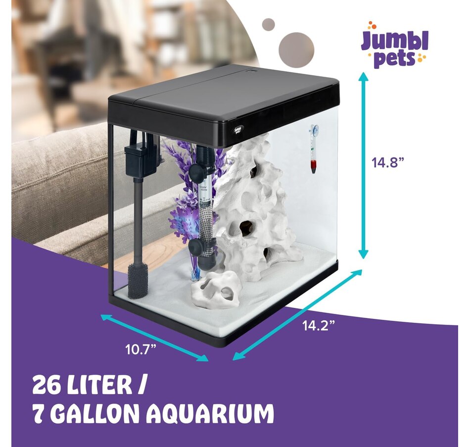 Image 870802_ALTMORE3.jpg, Product 870-802 / Price $149.99 - $259.99, JumblPets Premium Fish Aquarium Kit, Complete Glass Fish Tank Kit w/LED Lighting & More (7 Gallon) from Jumbl on TSC.ca's Home & Garden department