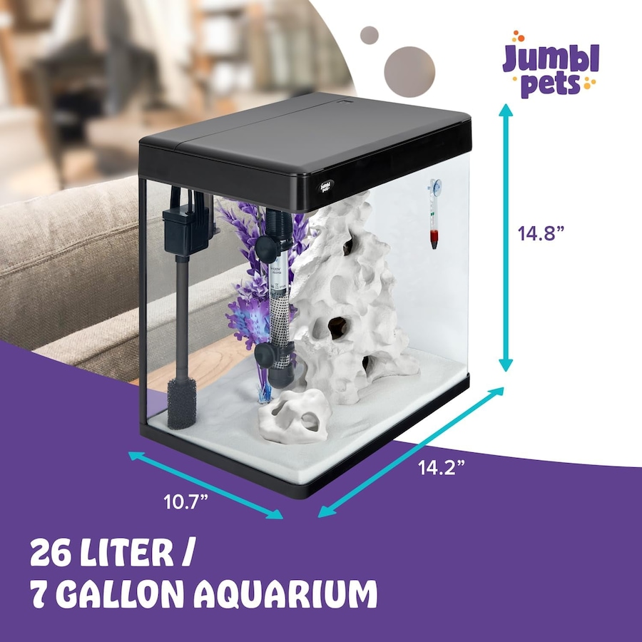 Image 870802_ALTMORE3.jpg, Product 870-802 / Price $149.99 - $259.99, JumblPets Premium Fish Aquarium Kit, Complete Glass Fish Tank Kit w/LED Lighting & More (7 Gallon) from Jumbl on TSC.ca's Home & Garden department
