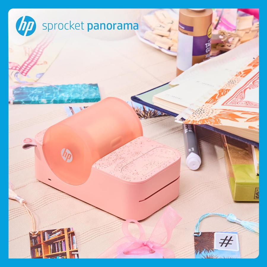 Image 870812_ALTMORE16.jpg, Product 870-812 / Price $179.99, HP Sprocket Panorama Instant Label Printer & Photo Printer 2” x .5”- 9” - Pink from HP - Hewlett Packard on TSC.ca's Toys & Hobbies department