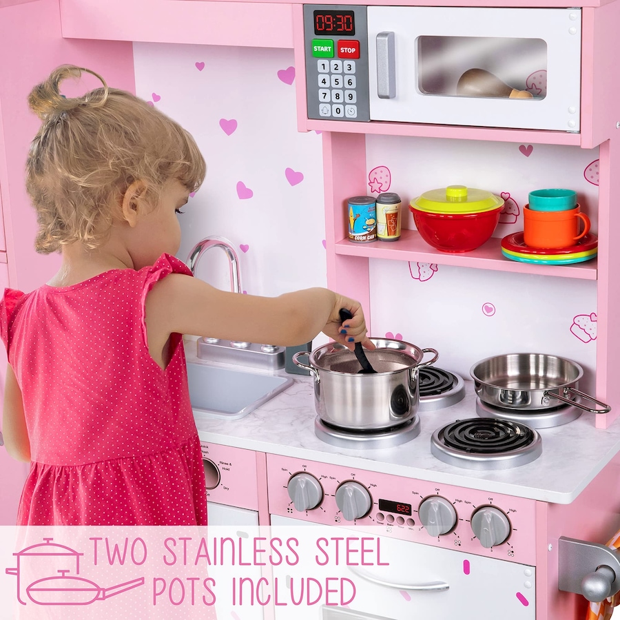 Image 870819_ALTMORE5.jpg, Product 870-819 / Price $299.99, Lil' Jumbl Kids Kitchen Set, Wooden Pretend Play Kitchen with Sounds & Accessories - Pink Sprinkles from Jumbl on TSC.ca's Toys & Hobbies department