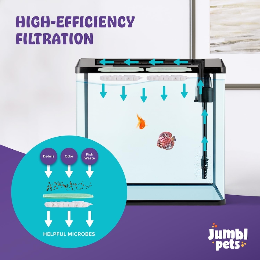 Image 870825_ALTMORE10.jpg, Product 870-825 / Price $64.99 - $79.99, JumblPets Starter Fish Aquarium Kit, Beginner Glass Fish Tank Kit w/LED Lighting & More (4 Gallon) from Jumbl on TSC.ca's Home & Garden department