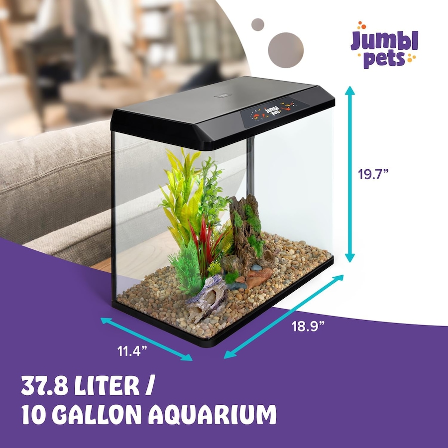 Image 870825_ALTMORE12.jpg, Product 870-825 / Price $64.99 - $79.99, JumblPets Starter Fish Aquarium Kit, Beginner Glass Fish Tank Kit w/LED Lighting & More (4 Gallon) from Jumbl on TSC.ca's Home & Garden department