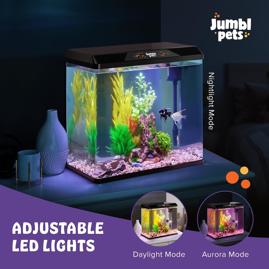 Image 870825_ALTMORE13.jpg, Product 870-825 / Price $64.99 - $79.99, JumblPets Starter Fish Aquarium Kit, Beginner Glass Fish Tank Kit w/LED Lighting & More (4 Gallon) from Jumbl on TSC.ca's Home & Garden department