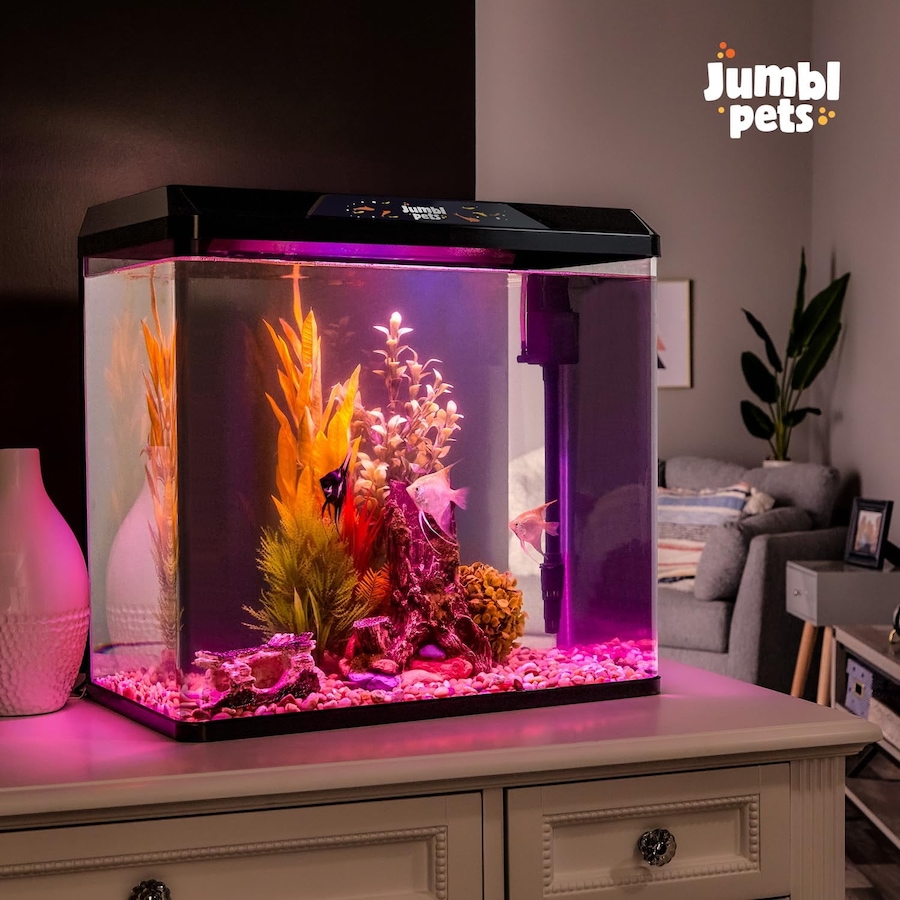 Image 870825_ALTMORE14.jpg, Product 870-825 / Price $64.99 - $79.99, JumblPets Starter Fish Aquarium Kit, Beginner Glass Fish Tank Kit w/LED Lighting & More (4 Gallon) from Jumbl on TSC.ca's Home & Garden department