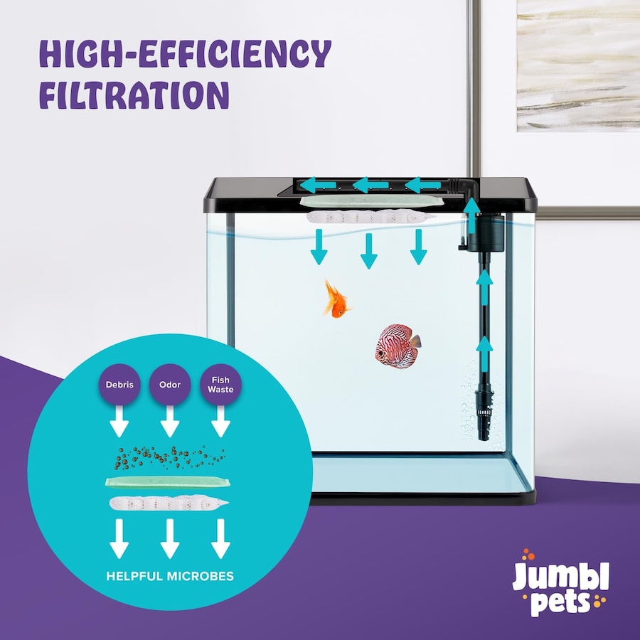 Image 870825_ALTMORE20.jpg, Product 870-825 / Price $64.99 - $79.99, JumblPets Starter Fish Aquarium Kit, Beginner Glass Fish Tank Kit w/LED Lighting & More (4 Gallon) from Jumbl on TSC.ca's Home & Garden department