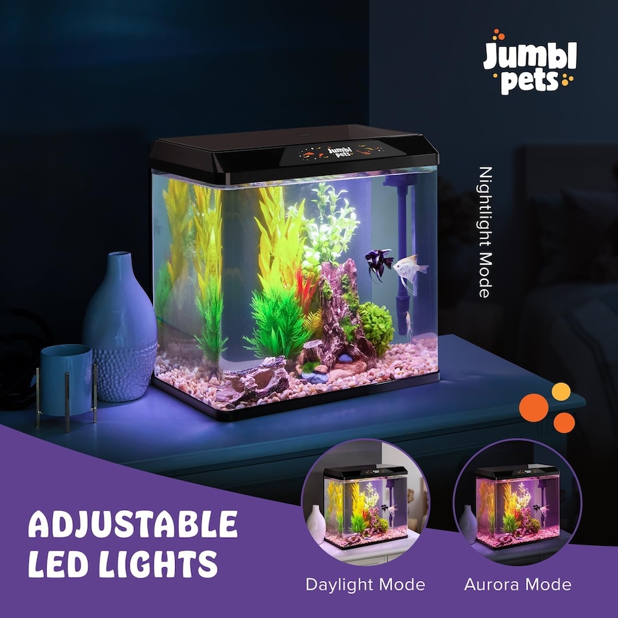 Image 870825_ALTMORE21.jpg, Product 870-825 / Price $64.99 - $79.99, JumblPets Starter Fish Aquarium Kit, Beginner Glass Fish Tank Kit w/LED Lighting & More (4 Gallon) from Jumbl on TSC.ca's Home & Garden department