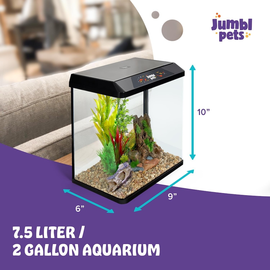 Image 870825_ALTMORE25.jpg, Product 870-825 / Price $64.99 - $79.99, JumblPets Starter Fish Aquarium Kit, Beginner Glass Fish Tank Kit w/LED Lighting & More (4 Gallon) from Jumbl on TSC.ca's Home & Garden department