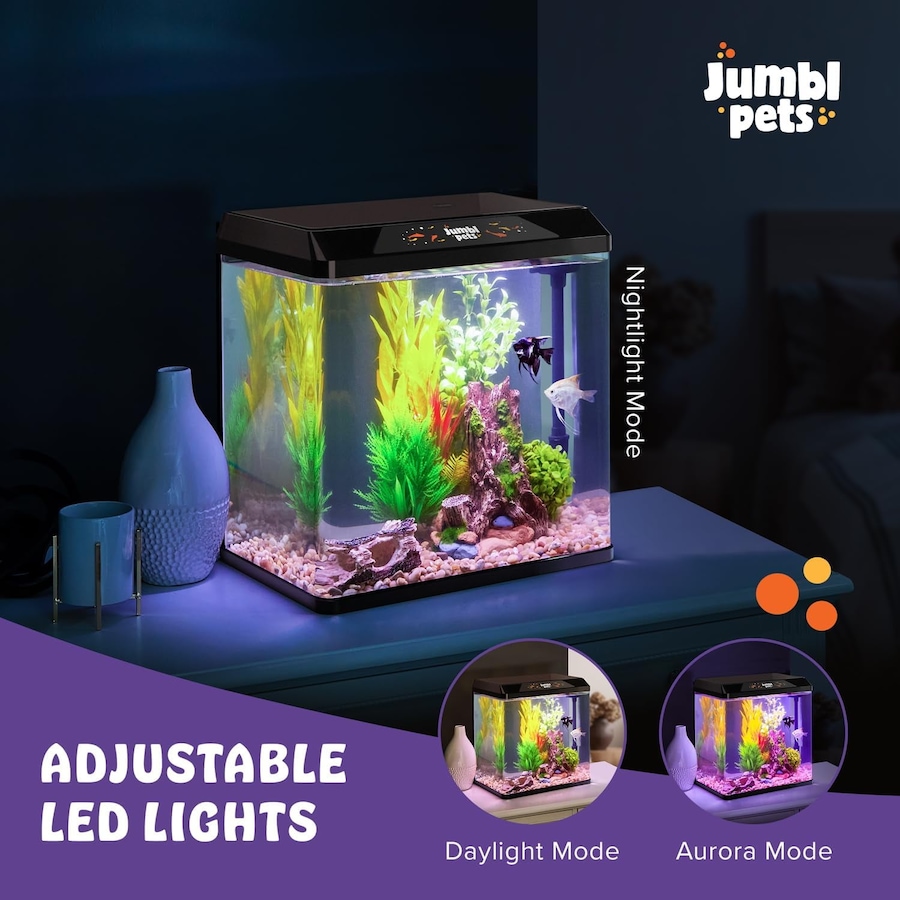 Image 870825_ALTMORE26.jpg, Product 870-825 / Price $64.99 - $79.99, JumblPets Starter Fish Aquarium Kit, Beginner Glass Fish Tank Kit w/LED Lighting & More (4 Gallon) from Jumbl on TSC.ca's Home & Garden department