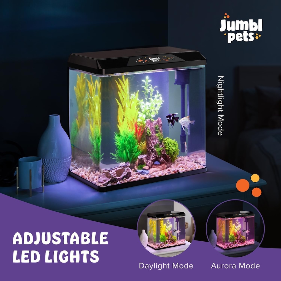 Image 870825_ALTMORE3.jpg, Product 870-825 / Price $64.99 - $79.99, JumblPets Starter Fish Aquarium Kit, Beginner Glass Fish Tank Kit w/LED Lighting & More (4 Gallon) from Jumbl on TSC.ca's Home & Garden department