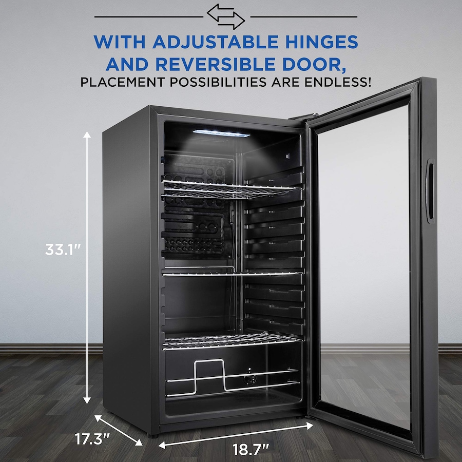 Image 870827_ALTMORE3.jpg, Product 870-827 / Price $529.99, Ivation 126 Can Beverage Refrigerator, Freestanding Mini Fridge with Glass Door - Black from Ivation on TSC.ca's Kitchen department