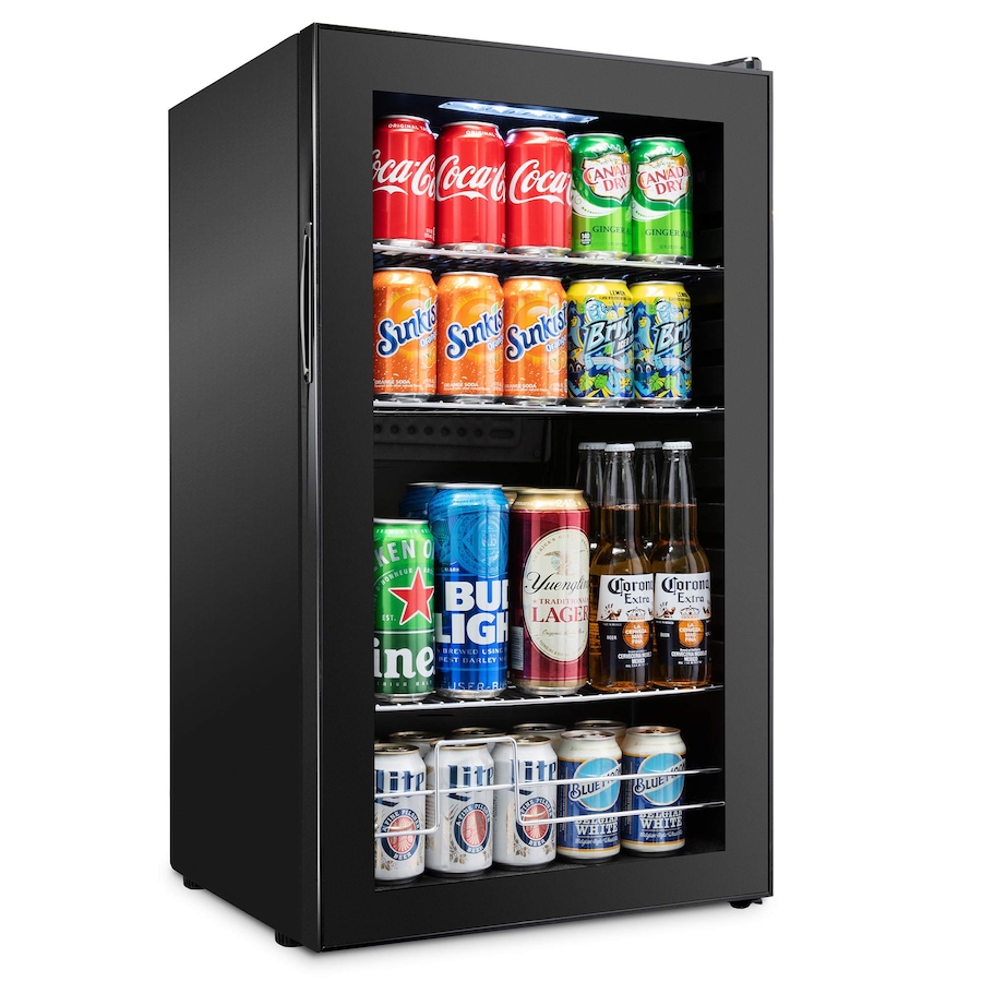 Image 870827_ST01.jpg, Product 870-827 / Price $529.99, Ivation 126 Can Beverage Refrigerator, Freestanding Mini Fridge with Glass Door - Black from Ivation on TSC.ca's Kitchen department