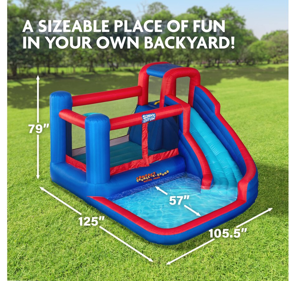 Image 870828_ALTMORE1.jpg, Product 870-828 / Price $740.99, Sunny & Fun Big Time Bounce-A-Round Inflatable Water Slide Park with Bounce House - Green from Sunny & Fun on TSC.ca's Home & Garden department