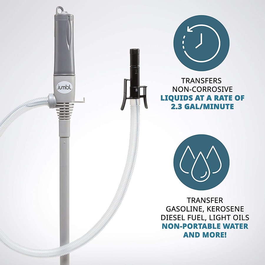 Image 870845_ALTMORE5.jpg, Product 870-845 / Price $64.99, Jumbl Fuel Transfer Pump, 2.3 gal/Min Battery-Powered Transfer Pump with Auto-Stop - Gray from Jumbl on TSC.ca's Home & Garden department