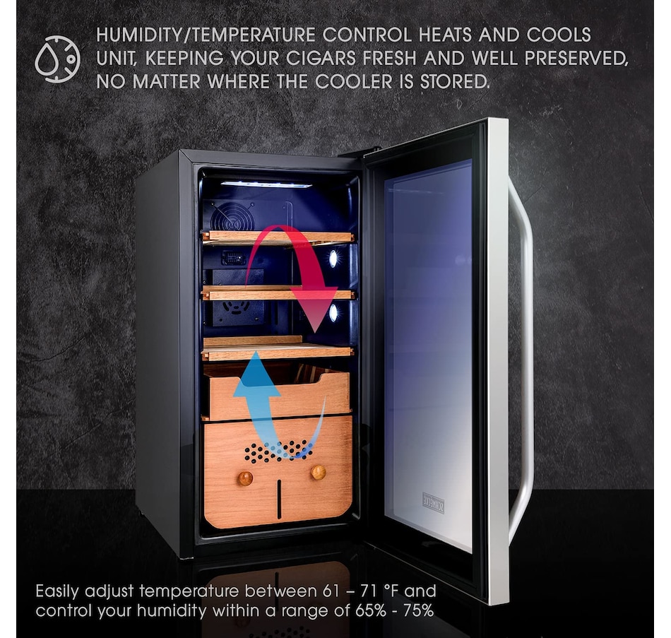 Image 870861_ALTMORE14.jpg, Product 870-861 / Price $699.99 - $799.99, Schmecke 400 Cigar Humidor Cabinet with 3 in 1 Precise Cooling, Heating & Humidity Control from Schmécké on TSC.ca's Kitchen department