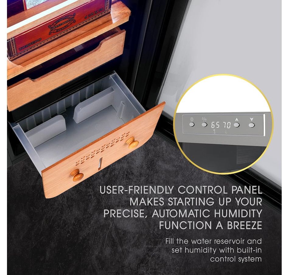 Image 870861_ALTMORE16.jpg, Product 870-861 / Price $699.99 - $799.99, Schmecke 400 Cigar Humidor Cabinet with 3 in 1 Precise Cooling, Heating & Humidity Control from Schmécké on TSC.ca's Kitchen department