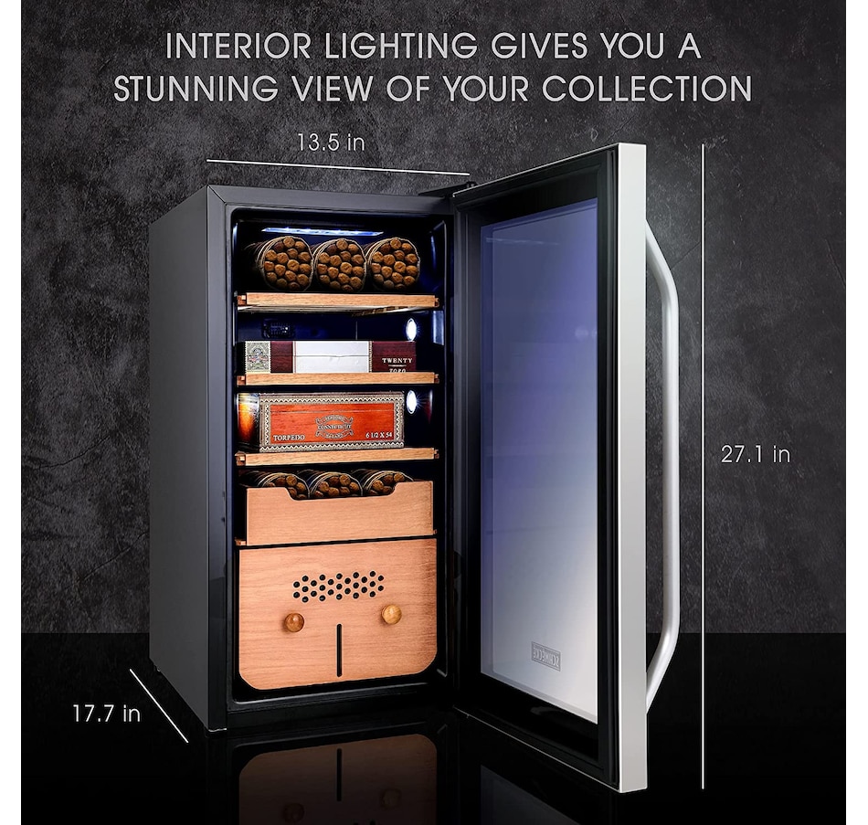 Image 870861_ALTMORE17.jpg, Product 870-861 / Price $699.99 - $799.99, Schmecke 400 Cigar Humidor Cabinet with 3 in 1 Precise Cooling, Heating & Humidity Control from Schmécké on TSC.ca's Kitchen department
