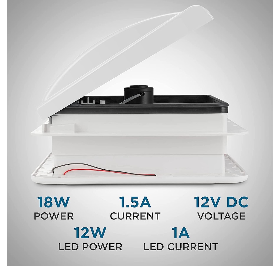 Image 870867_ALTMORE12.jpg, Product 870-867 / Price $229.99 - $249.99, Hike Crew 14” RV Roof Vent Fan, 12V Manual Camper Fan with 3-Speeds & LED Light - Smoked Lid from Hike Crew on TSC.ca's Home & Garden department