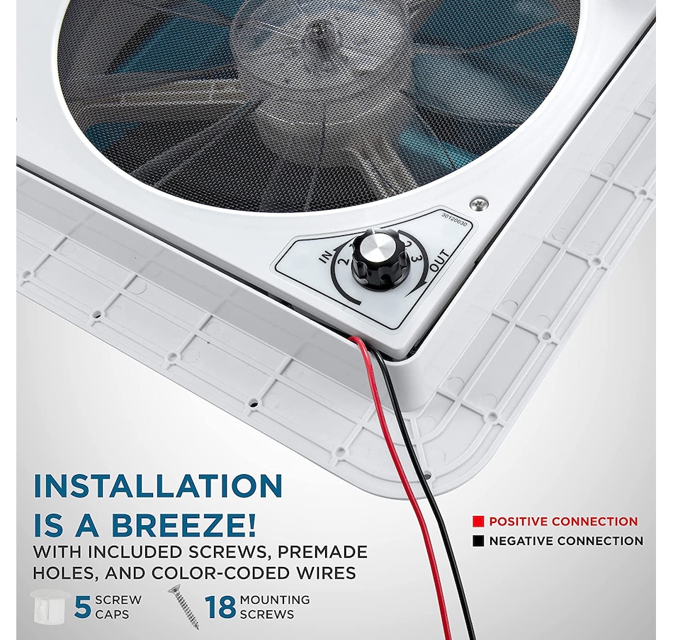 Image 870867_ALTMORE4.jpg, Product 870-867 / Price $229.99 - $249.99, Hike Crew 14” RV Roof Vent Fan, 12V Manual Camper Fan with 3-Speeds & LED Light - Smoked Lid from Hike Crew on TSC.ca's Home & Garden department