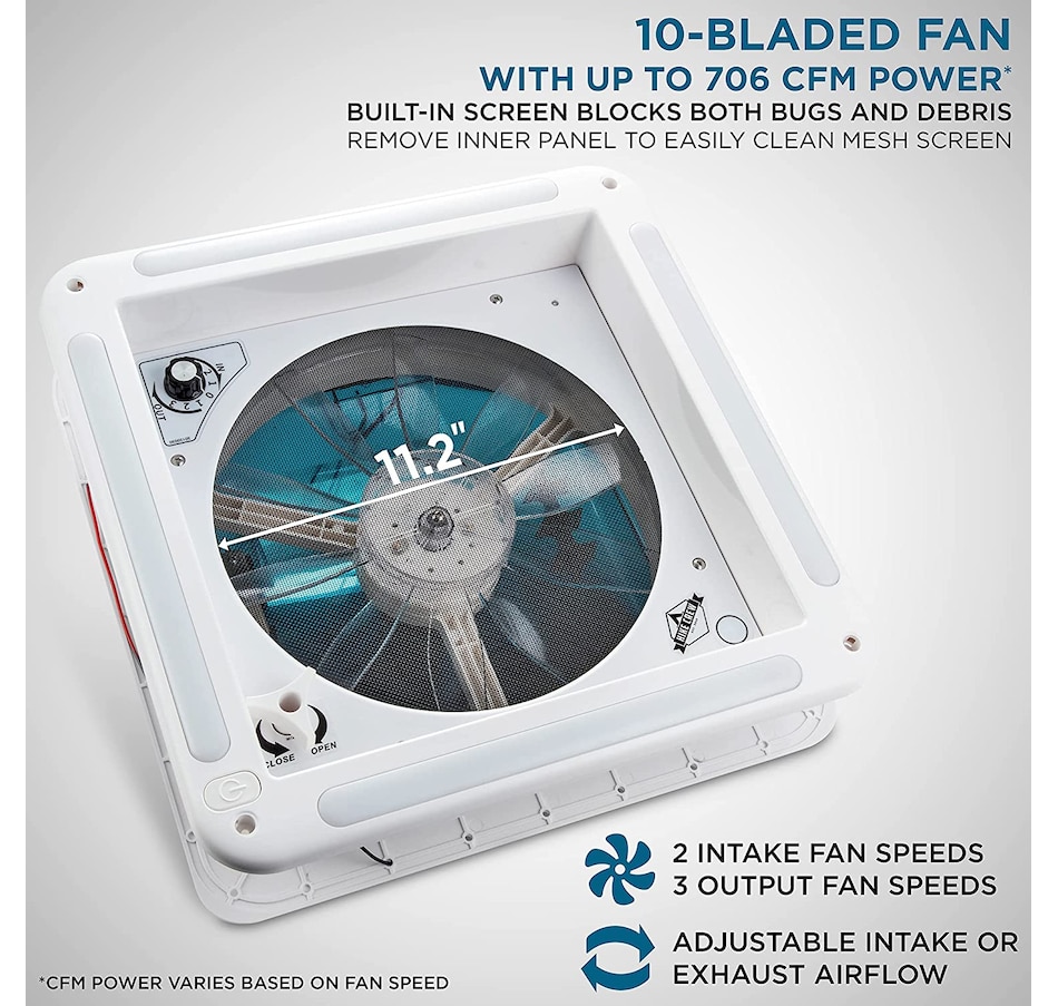 Image 870867_ALTMORE5.jpg, Product 870-867 / Price $229.99 - $249.99, Hike Crew 14” RV Roof Vent Fan, 12V Manual Camper Fan with 3-Speeds & LED Light - Smoked Lid from Hike Crew on TSC.ca's Home & Garden department