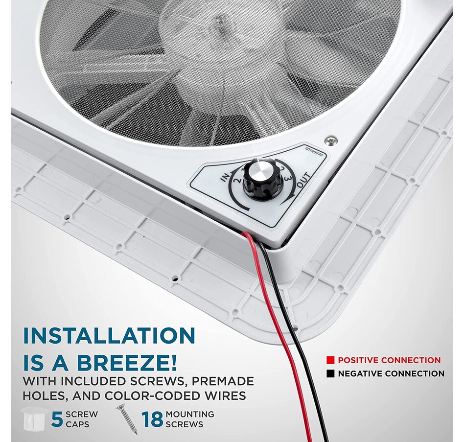 Image 870867_ALTMORE8.jpg, Product 870-867 / Price $229.99 - $249.99, Hike Crew 14” RV Roof Vent Fan, 12V Manual Camper Fan with 3-Speeds & LED Light - Smoked Lid from Hike Crew on TSC.ca's Home & Garden department