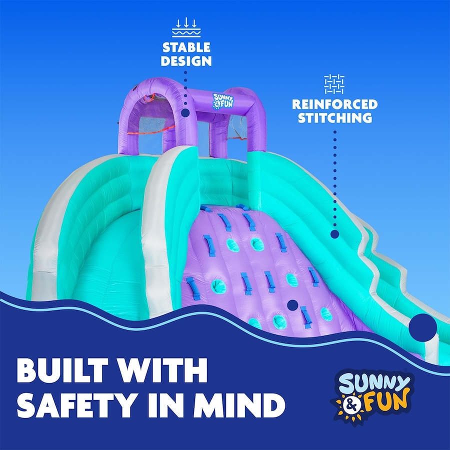 Image 870884_ALTMORE15.jpg, Product 870-884 / Price $749.99, Sunny & Fun Ultra Climber Inflatable Water Slide Park with Climbing Wall, Slides & Pool - Red/Blue from Sunny & Fun on TSC.ca's Home & Garden department