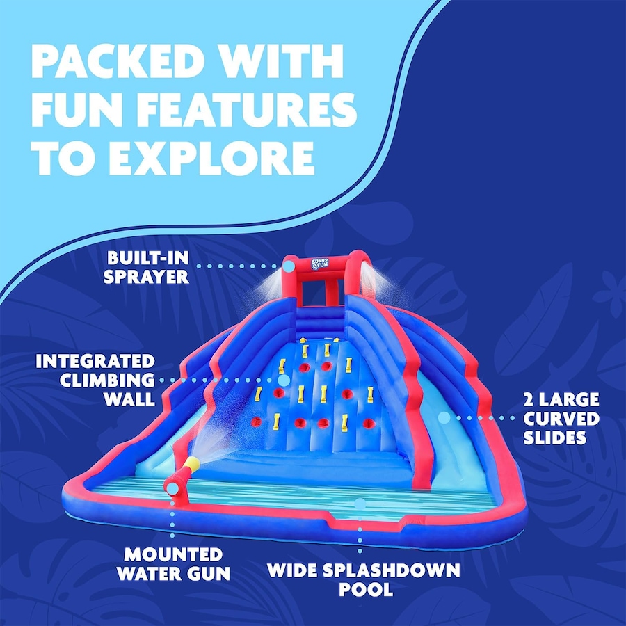 Image 870884_ALTMORE21.jpg, Product 870-884 / Price $749.99, Sunny & Fun Ultra Climber Inflatable Water Slide Park with Climbing Wall, Slides & Pool - Red/Blue from Sunny & Fun on TSC.ca's Home & Garden department