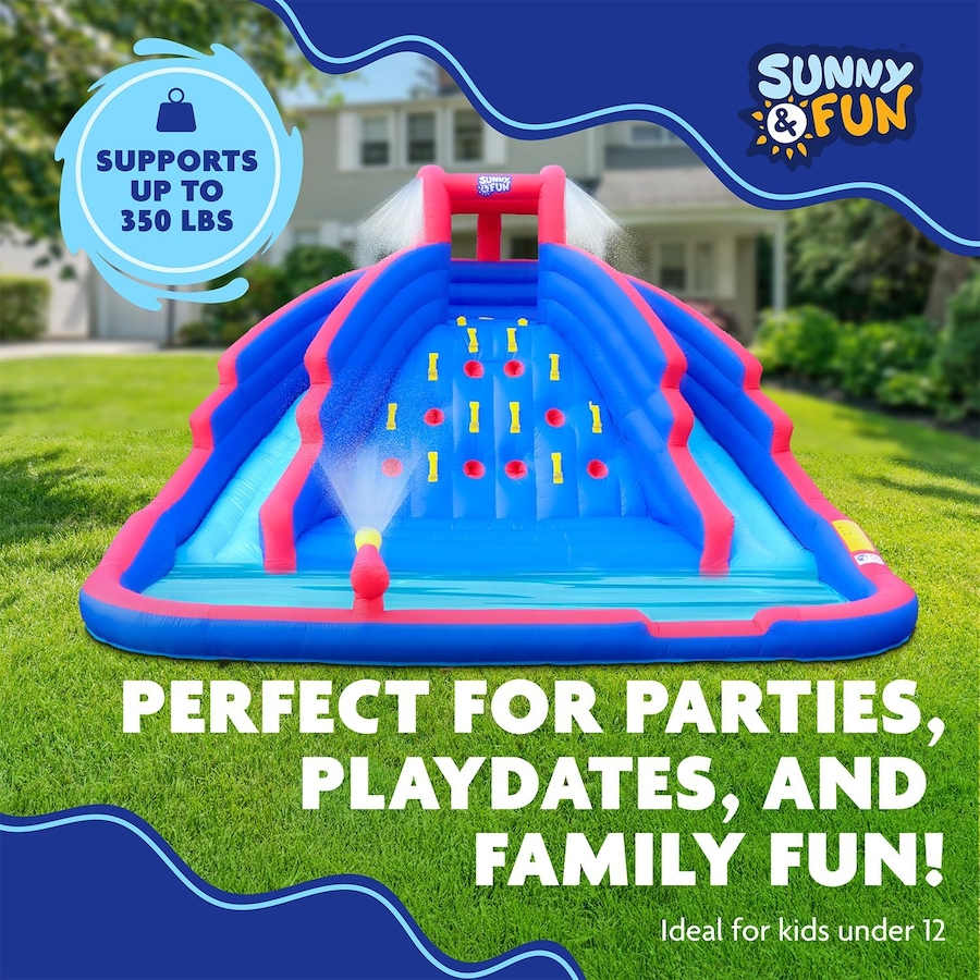 Image 870884_ALTMORE22.jpg, Product 870-884 / Price $749.99, Sunny & Fun Ultra Climber Inflatable Water Slide Park with Climbing Wall, Slides & Pool - Red/Blue from Sunny & Fun on TSC.ca's Home & Garden department