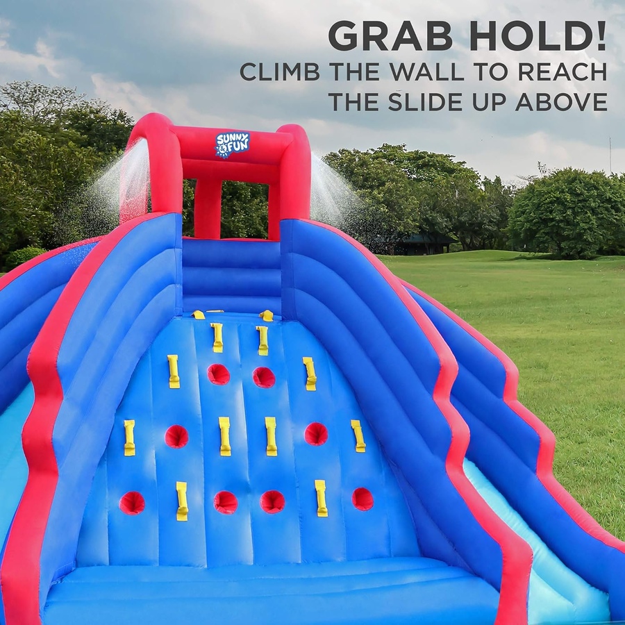 Image 870884_ALTMORE23.jpg, Product 870-884 / Price $749.99, Sunny & Fun Ultra Climber Inflatable Water Slide Park with Climbing Wall, Slides & Pool - Red/Blue from Sunny & Fun on TSC.ca's Home & Garden department
