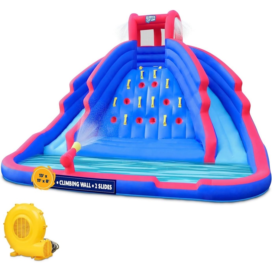 Image 870884_ST03.jpg, Product 870-884 / Price $749.99, Sunny & Fun Ultra Climber Inflatable Water Slide Park with Climbing Wall, Slides & Pool - Red/Blue from Sunny & Fun on TSC.ca's Home & Garden department