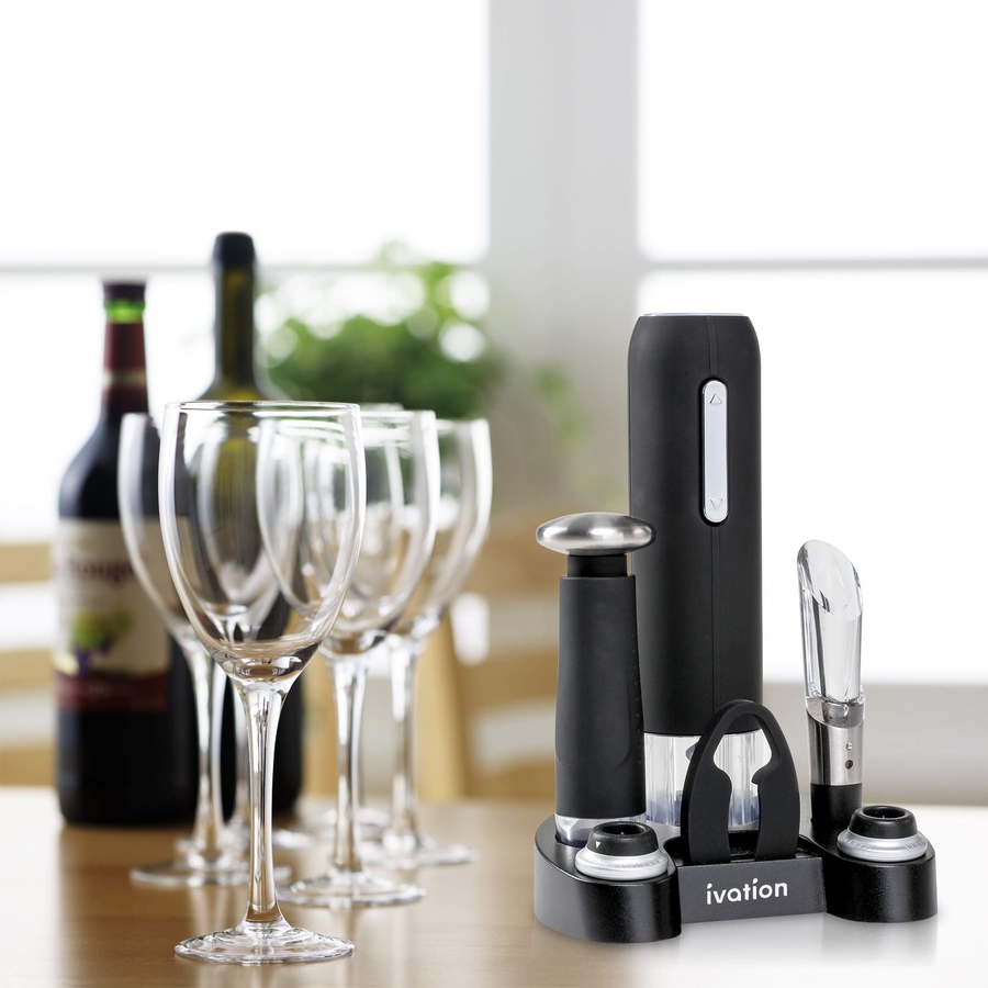 Image 870885_ALTMORE7.jpg, Product 870-885 / Price $69.99, Ivation 7-Piece Wine Gift Set with Electric Bottle Opener, Wine Aerator, Foil Cutter & More - Black from Ivation on TSC.ca's Kitchen department