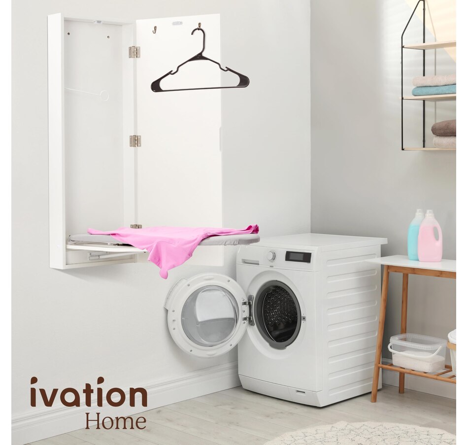 Image 870899_ALTMORE24.jpg, Product 870-899 / Price $239.99, Ivation Ironing Board, Wall Mounted Ironing Board Cabinet W/Left Side Door & Release Lever, White from Ivation on TSC.ca's Home & Garden department