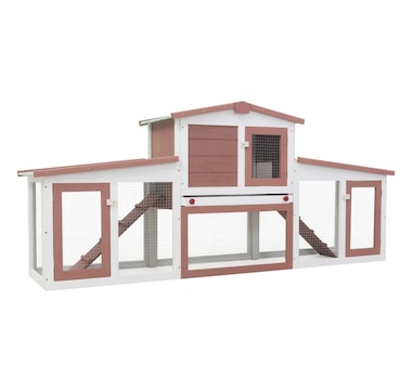 Large outdoor hutch Brown and white 204x45x85 cm Wood