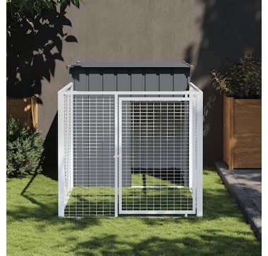 Dog house with courtyard anthracite 110x201x110 cm