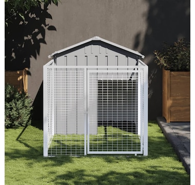 Dog house with courtyard light gray 117x201x123 cm