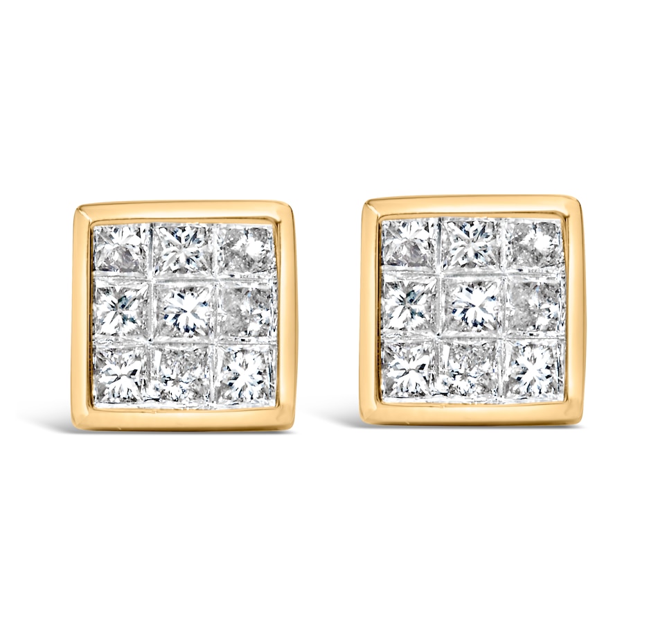 Image 872325.jpg, Product 872-325 / Price $3,344.00, 14K Yellow Gold 1.0 Cttw Princess Cut Diamond Composite Stud Earrings with Screw Backs (J-K Color, SI1-SI2 Clarity) from Haus of Brilliance on TSC.ca's Jewellery department