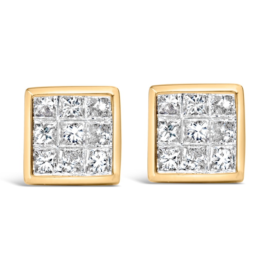 Image 872325.jpg, Product 872-325 / Price $3,344.00, 14K Yellow Gold 1.0 Cttw Princess Cut Diamond Composite Stud Earrings with Screw Backs (J-K Color, SI1-SI2 Clarity) from Haus of Brilliance on TSC.ca's Jewellery department