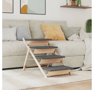 Stairs for dogs gray 105x47 cm solid fir wood