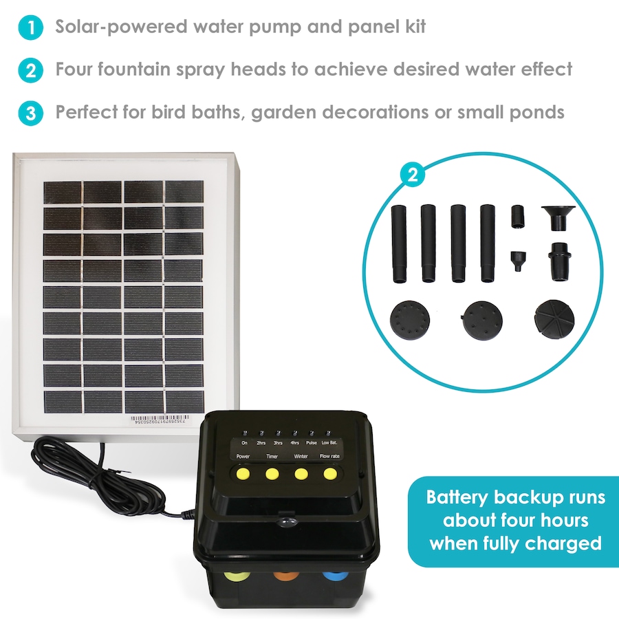 Image 872864_ALTMORE2.jpg, Product 872-864 / Price $187.55, Solar Pump and Panel + Light Kit - 36 in (91 cm) Lift from Sunnydaze Décor on TSC.ca's Home & Garden department