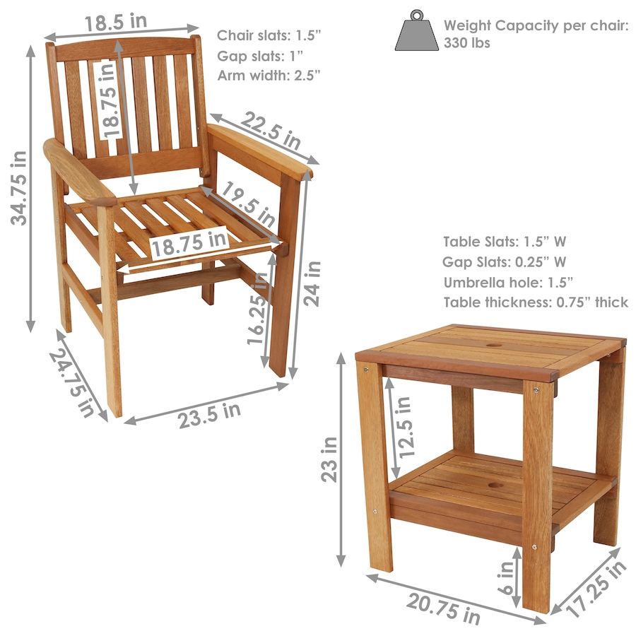 Image 872919_ALTMORE21.jpg, Product 872-919 / Price $415.35, Mission Design Meranti Wood 3-Piece Conversation Set from Sunnydaze Décor on TSC.ca's Home & Garden department