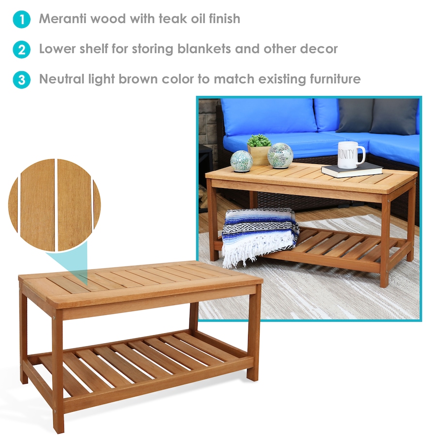 Image 872932_ALTMORE2.jpg, Product 872-932 / Price $234.75, Meranti Wood Coffee Table with Shelf - Teak Oil Finish from Sunnydaze Décor on TSC.ca's Home & Garden department