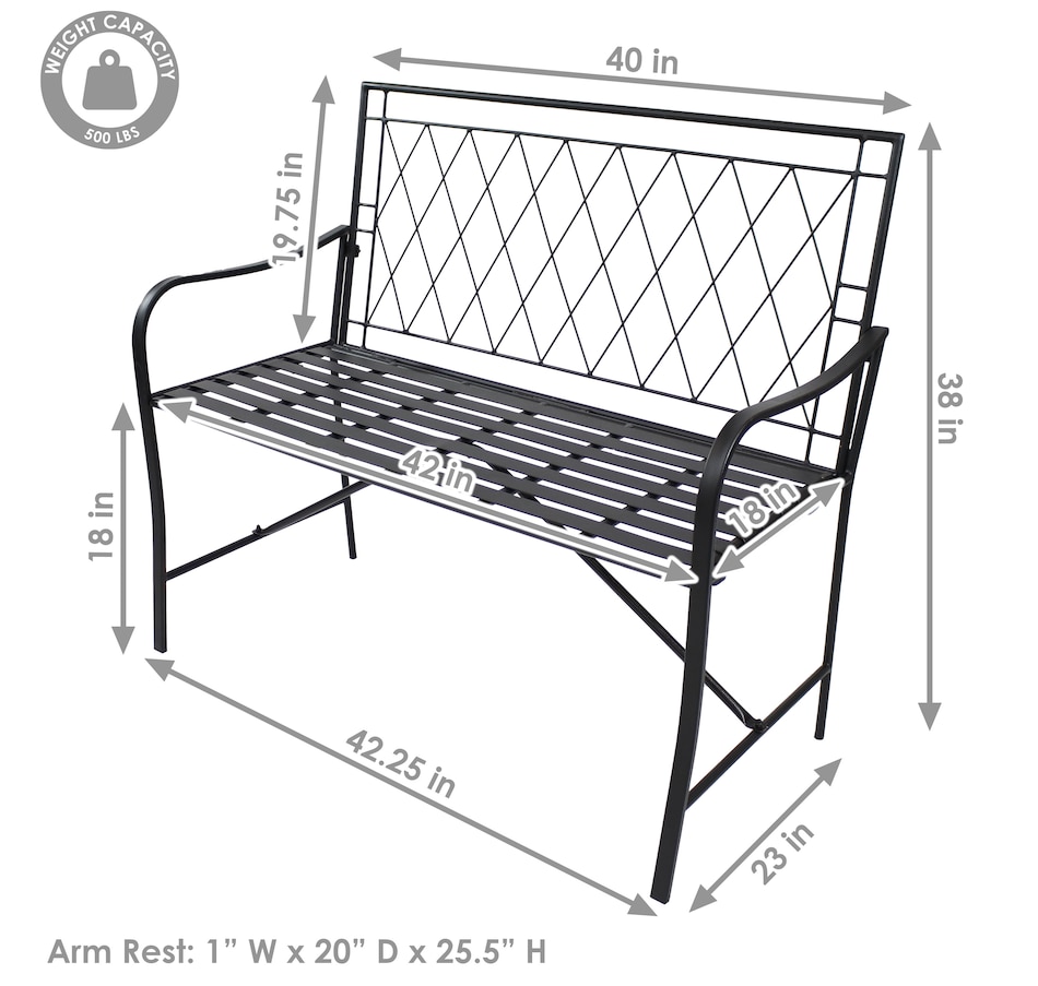 Image 872937_ALTMORE3.jpg, Product 872-937 / Price $276.45, Argyle Diamond Iron Patio Bench - Black from Sunnydaze Décor on TSC.ca's Home & Garden department