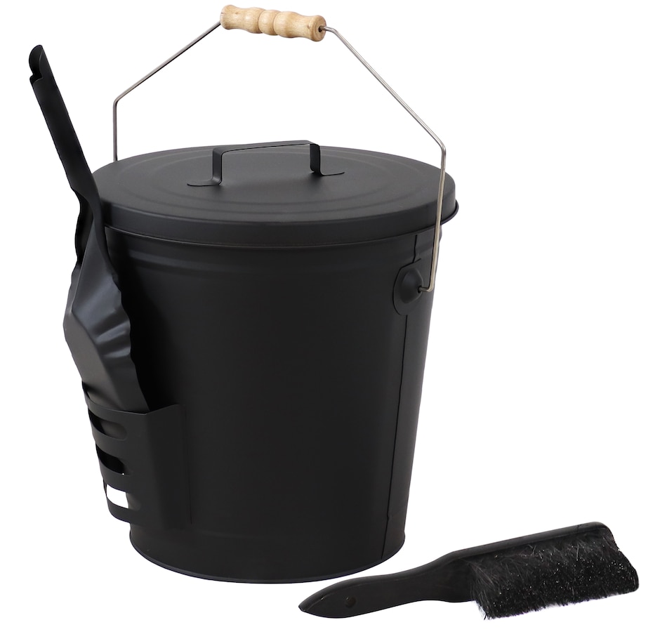 Image 872940.jpg, Product 872-940 / Price $120.85, Steel Fireplace Ash Bucket + Lid, Shovel and Brush from Sunnydaze Décor on TSC.ca's Kitchen department