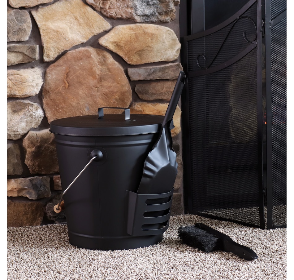 Image 872940_ALTMORE1.jpg, Product 872-940 / Price $120.85, Steel Fireplace Ash Bucket + Lid, Shovel and Brush from Sunnydaze Décor on TSC.ca's Kitchen department