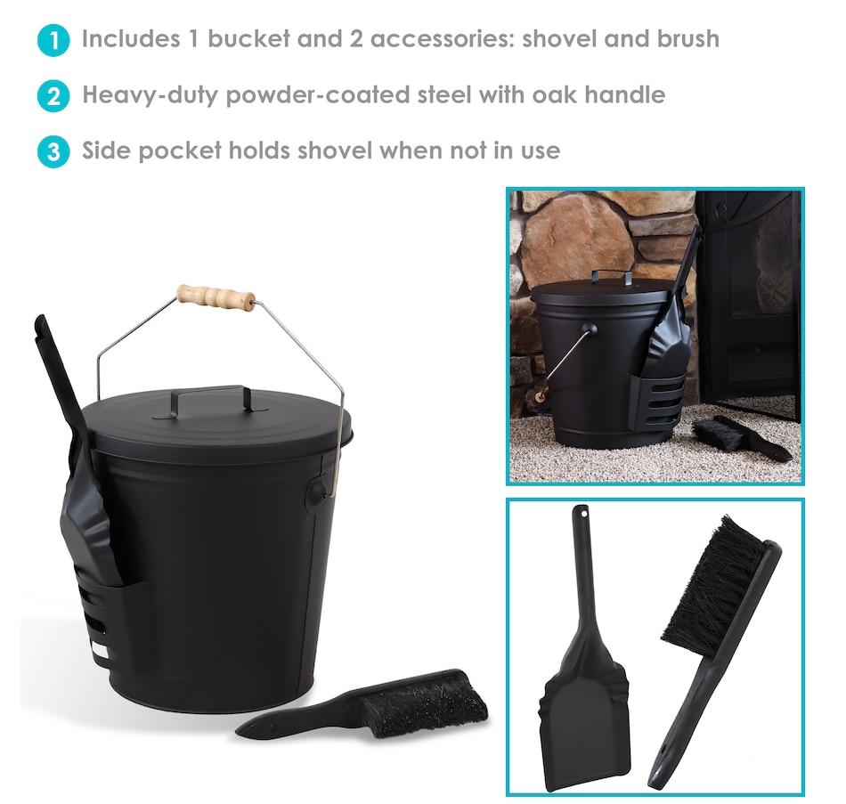 Image 872940_ALTMORE2.jpg, Product 872-940 / Price $120.85, Steel Fireplace Ash Bucket + Lid, Shovel and Brush from Sunnydaze Décor on TSC.ca's Kitchen department