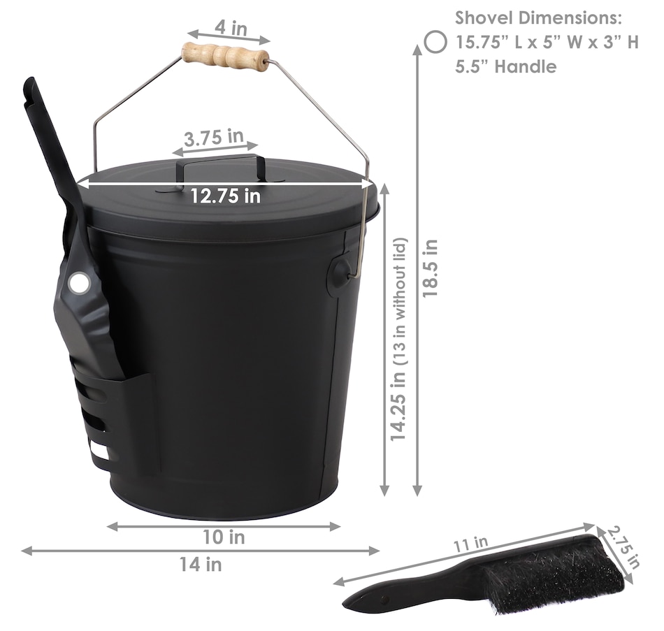 Image 872940_ALTMORE3.jpg, Product 872-940 / Price $120.85, Steel Fireplace Ash Bucket + Lid, Shovel and Brush from Sunnydaze Décor on TSC.ca's Kitchen department