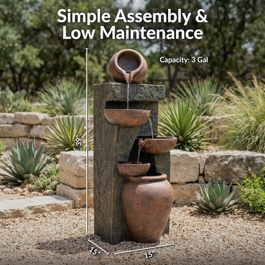 Image 872970_ALTMORE19.jpg, Product 872-970 / Price $493.05, Cascading Earthenware Pottery Stream Water Fountain - 39-Inch from Sunnydaze Décor on TSC.ca's Home & Garden department