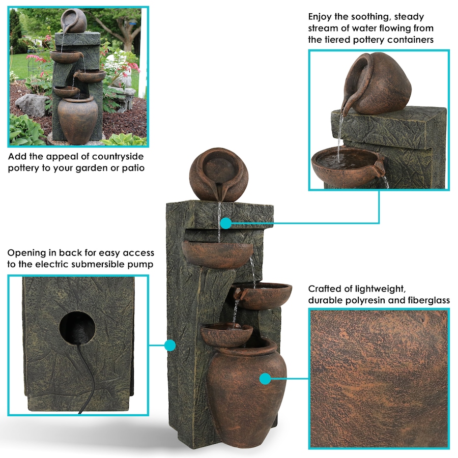 Image 872970_ALTMORE2.jpg, Product 872-970 / Price $493.05, Cascading Earthenware Pottery Stream Water Fountain - 39-Inch from Sunnydaze Décor on TSC.ca's Home & Garden department