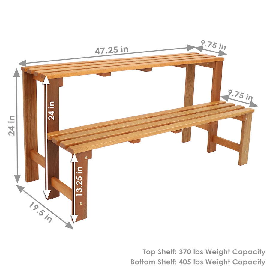 Image 872992_ALTMORE3.jpg, Product 872-992 / Price $226.35, Two-Tier Meranti Wood Plant Stand - Teak Oil Finish from Sunnydaze Décor on TSC.ca's Home & Garden department